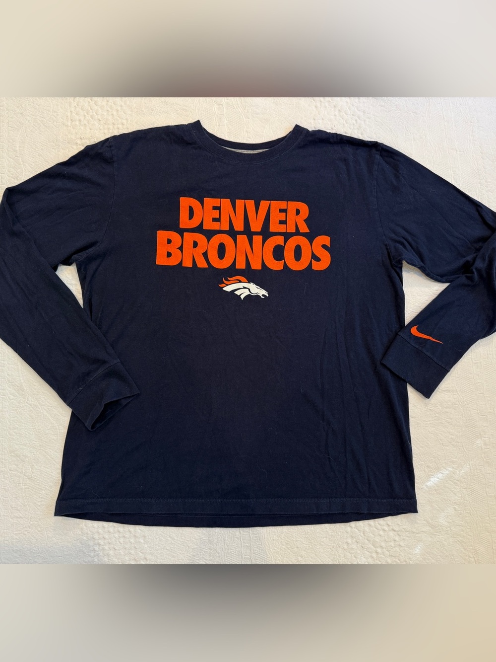 Denver Broncos Nike NFL Team Long Sleeve Tee Shirt Adult Size Large L
